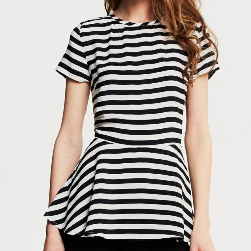 Banana Republic Peplum Black & White Stripe